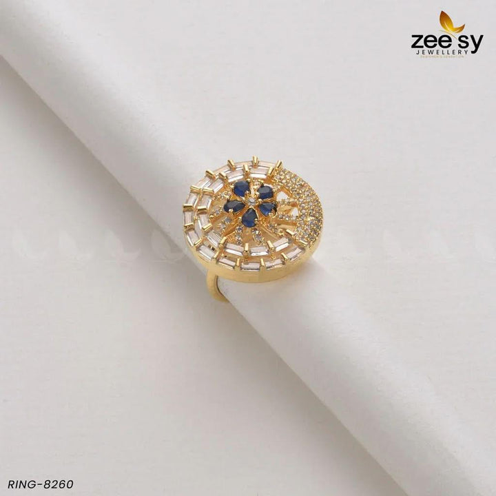 RING-8260 Golden Blue Rings - Zeesy Jewellery Pakistan | Premium Artificial & Imitation Jewellery