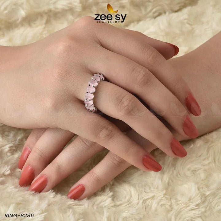RING-8286 Silver Mint Pink Rings - Zeesy Jewellery Pakistan | Premium Artificial & Imitation Jewellery