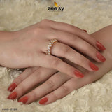 RING-8286 Golden White Rings - Zeesy Jewellery Pakistan | Premium Artificial & Imitation Jewellery