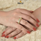 RING-8286 Golden Mint Green Rings - Zeesy Jewellery Pakistan | Premium Artificial & Imitation Jewellery