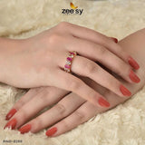 RING-8286 Golden Red Rings - Zeesy Jewellery Pakistan | Premium Artificial & Imitation Jewellery