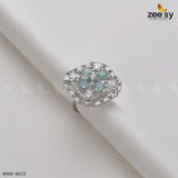 Cubic Ring-8272 Silver Mint Green Rings - Zeesy Jewellery Pakistan | Premium Artificial & Imitation Jewellery