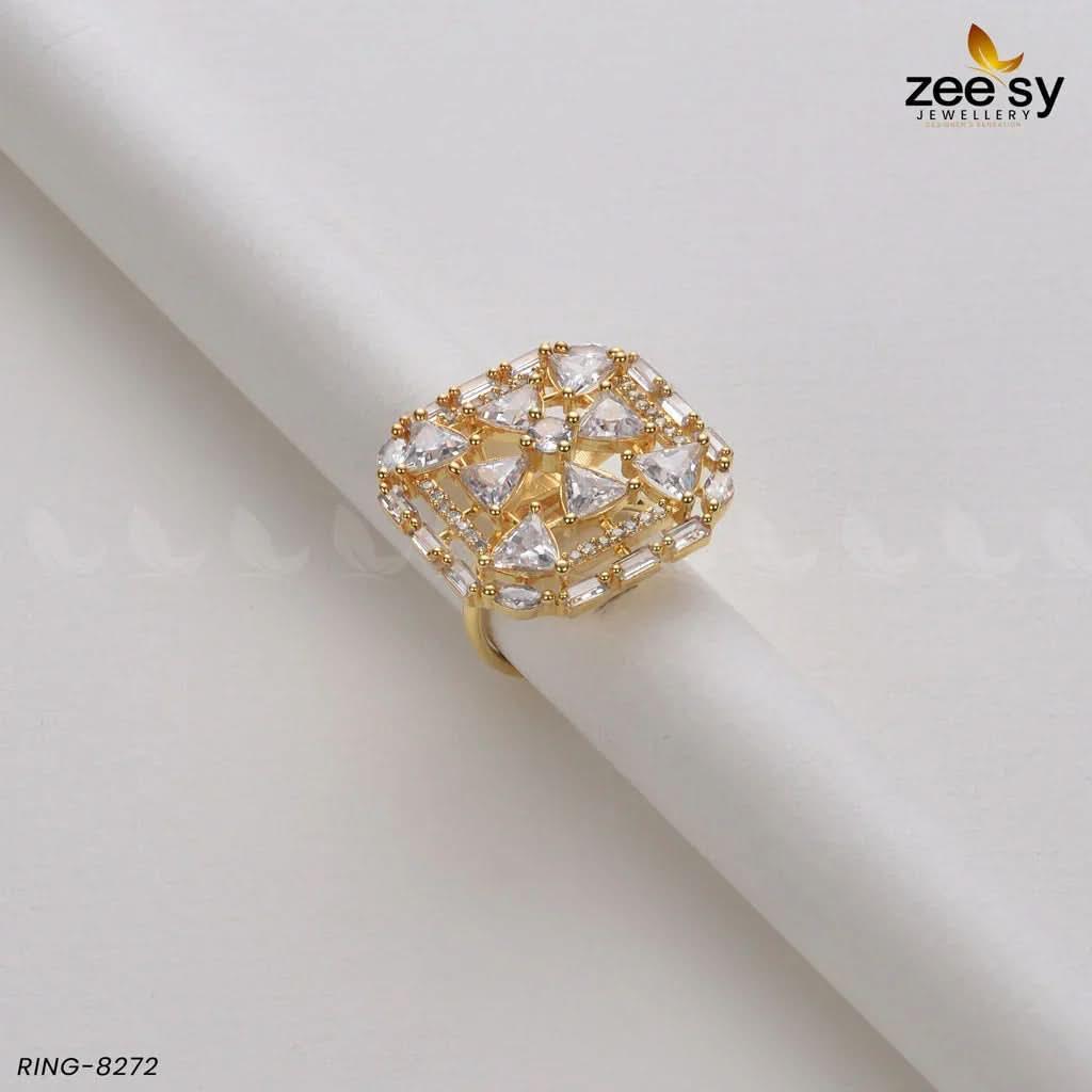 Cubic Ring-8272 Golden White Rings - Zeesy Jewellery Pakistan | Premium Artificial & Imitation Jewellery