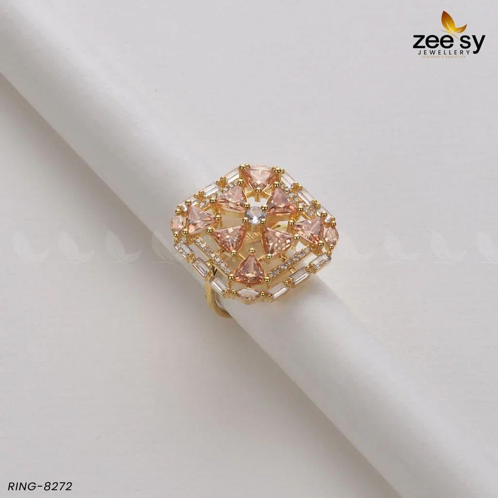Cubic Ring-8272 Golden Champagne Rings - Zeesy Jewellery Pakistan | Premium Artificial & Imitation Jewellery