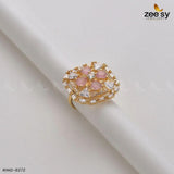 Cubic Ring-8272 Golden Mint Pink Rings - Zeesy Jewellery Pakistan | Premium Artificial & Imitation Jewellery